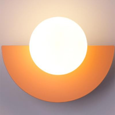 Jatwefiv Moderne Minimalistische Wandlampe Globus Wandleuchten 3 Farbe Dimmen Macaron Wandleuchte mit PE Lampenschirm für Wohnzimmer Schlafzimmer Flur Bettseite,Orange