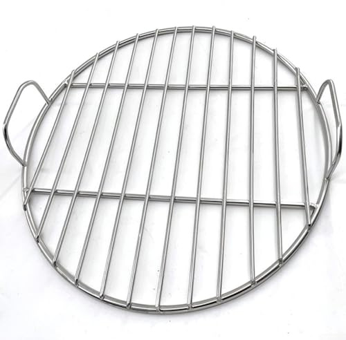 Edelstahl-Grillrost mit Griff, 30 cm/35 cm/40 cm, rundes Backblech für Outdoor-Grill, Picknick und Gartenparty (35 cm)