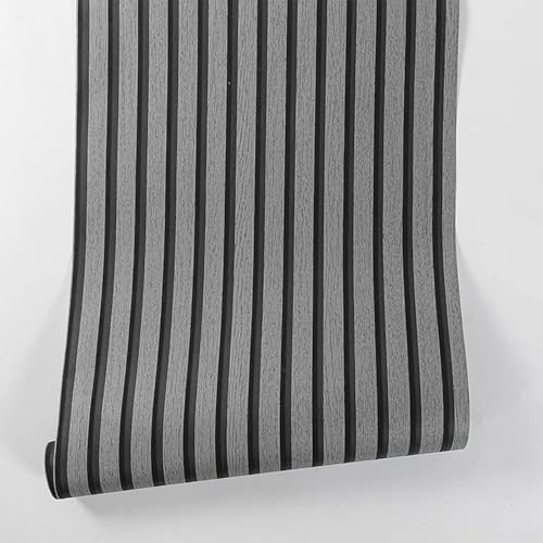 Fiula Wood Slat Wallpaper, Dark Grey & Black Peel and Stick Self Adhesive Textured Wallpaper, Waterproof & Removable Wall Covering for Kitchen, Bedroom & Office – 44 x 300cm