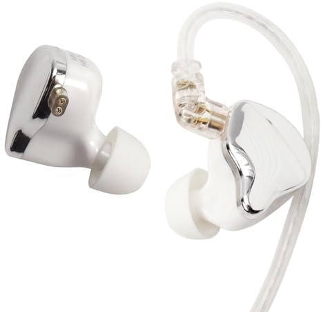 Holiper Dual-Magnet Wired Headphones High Resolution High Volume, HiFi Music and Gaming IEM Earbuds, Detachable USB Type C Cable Earphones with Hook, Noise Isolation in Ear Buds, with Mic, White