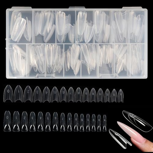 240 PCS Sandwich Nail Extensions-Dual Forms, 15 Sizes Sandwich Dual Nail Form with Guide Lines Easy to Sculpting for Home Salon Manicure (Ellipse)