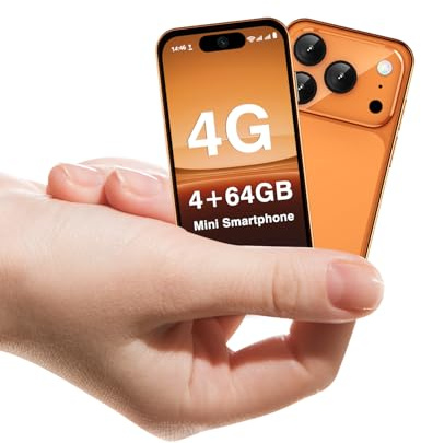ZOKOE Mini smartphone, sbloccato 4G, schermo da 3,88 pollici, Android 12, batteria 1950 mAh, telefono per bambini e studenti, doppia SIM, riconoscimento facciale (arancione, 4G)