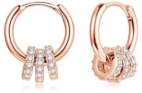Loutade Silver Earrings for Women, Silver Hoop Earrings with Dangle Charm | Hypoallergenic 925 Silver Earrings Cute Cartilage Cuff Silver Drop Hoop Earrings Trendy Jewelry for Mum Girlfriend Daughter