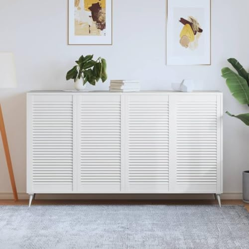Lot de 4 portes à lamelles en pin blanc - 99,3 x 49,4 cm - Pour armoire, salle de bain, armoire de cuisine