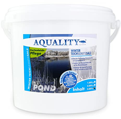 AQUALITY Winter Teichschutzsalz (Wichtige Winter Mineralien und Spurenelemente - Schützt Ihren Gartenteich und verbessert die Sauerstoffversorgung), Inhalt:5 kg