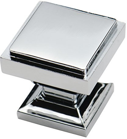 Southern Hills Polished Chrome Square Cabinet Knobs - Pack of 5 - Bathroom Vanity Knobs, Modern Dresser Knob, Kitchen Pulls, Chrome Cabinet Hardware, Cupboard Drawer Knobs SHKM002-CHR-5