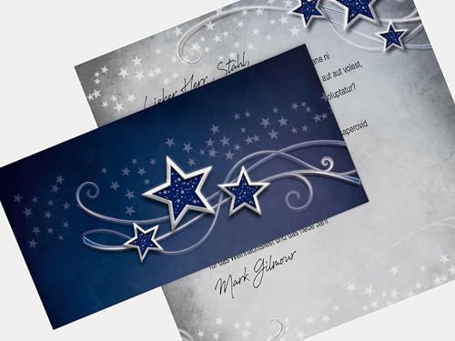 Weihnachtskarten Simply Stars | Klappkarten DIN LANG | einfach bedruckbarer Einleger | passende Kuverts | für Ink Laser Copy Hand (100 Karten)