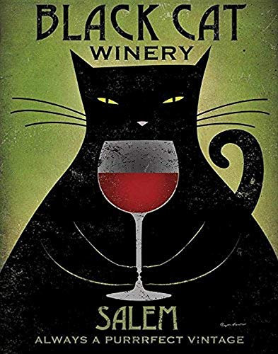BUY ART FOR LESS Poster, Motiv: Black Cat Winery Salem von Ryan Fowler, 35,6 x 28,9 cm, Vintage-Design