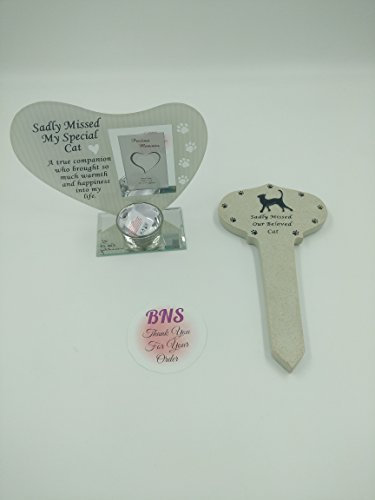 David Fischhoff Cat memorial tealight holder and garden/grave stake bundle