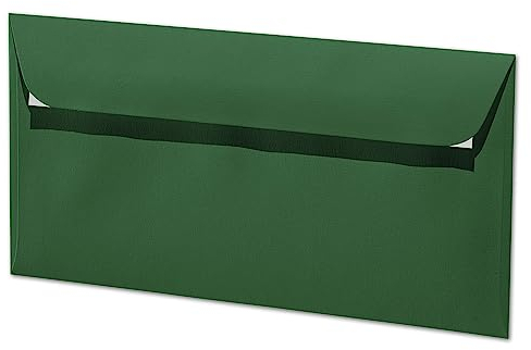 ARTOZ 75x Briefumschläge DIN Lang Tannengrün 100 g/m² selbstklebend - DL 224x114 mm - Kuvert ohne Fenster - Umschläge mit Haftklebung Abziehstreifen