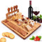 Tuevob Cheese Board Meat Charcuterie Platter Serving Tray W/ 4 Tableware Stainless Steel Knife, Home Kitchen Food Server Plate Cutter Cutlery Tool, Entertain Family Friend Guest as a Gift (14''x11'')