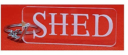 S M Gift Shop Shed Key Ring Engraved Acrylic Keyring Keychain Tag Fob