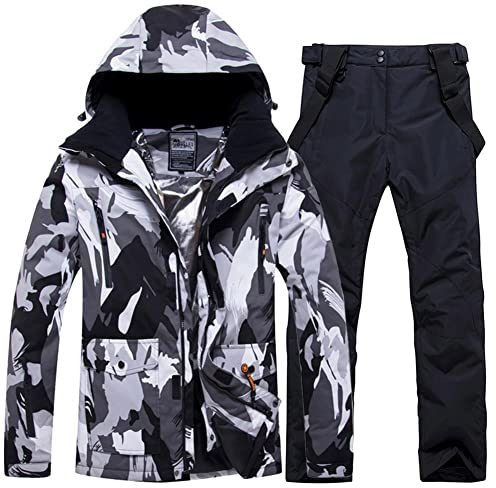 Herren-Skianzug, wasserdicht, Schneeanzüge, zweiteilig, Snowboardjacke und Hose, Set, Outdoor, winddicht, Winter, warme Schneeanzüge, #3 Schwarz + Schwarz, X-Large