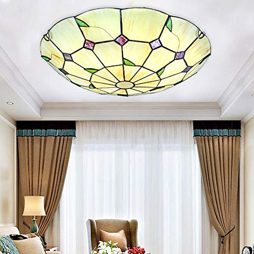 Retro Deckenlampe Vintage Glas, Deckenleuchte Tiffany-stil Industrielle Antik Rund Decke Lampe Esszimmer Esstisch Wohnzimmer Schlafzimmer Arbeitszimmer Küchen insel Bar Korridor Treppe Leuchte (D40CM)