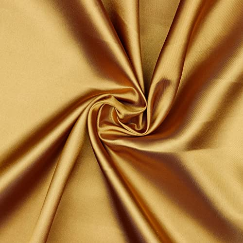 Hans-Textil-Shop Stoff Meterware Uni Glanz Satin - 1 Meter, Deko, Bekleidung, Vorhänge, Karneval, Fasching (Gold)