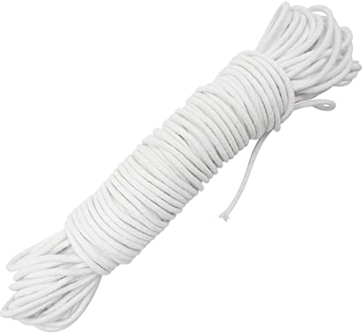 15 m Öllampendocht aus Weiß Baumwolle, 3 mm runder Docht, für Ölkerzen, Baumwollkern, Dochte für Kerosin, Öllampenbrenner und Kerzen, Bastelbedarf