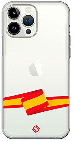 Movilshop Funda para [ iPhone 13 Pro ] Dibujo Auténtico [ Bandera España ] de Silicona Flexible Transparente Carcasa Case Cover Gel para Smartphone.