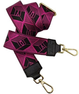 ITALIANTREND® Tracolla per Borsa Made in Italy, Tracolla per Borsa Donna Regolabile, Dimensione 125 cm x 5 cm, Ideale per Abbinare con Borsa a Mano, Borsa a Tracolla, Borsa a Spalla (Fantasia Fucsia)