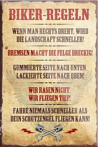 schilderkreis24 - Lustiger Spruch “Biker-Regeln” Magnet Deko Kühlschrankmagnet Humor witzige Geschenkidee Motorrad & Biker Fans 9x6 cm
