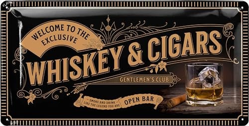 LANOLU Retro Blechschild Whisky Gentlemen's Club - Bar Schild - Whiskey Schild als Bar Deko für Irish Pub - Metallschilder vintage für Partyraum, 17x34cm