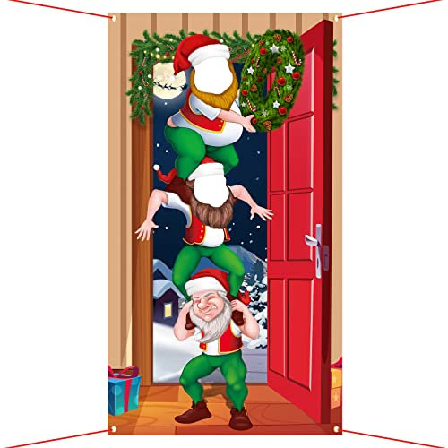 Weihnachten Foto Requisiten Foto Hintergrund Weihnachtself Banner Fotowand Fotobox Accessoires Weihnachtsdeko Tür Haustür Party Deko