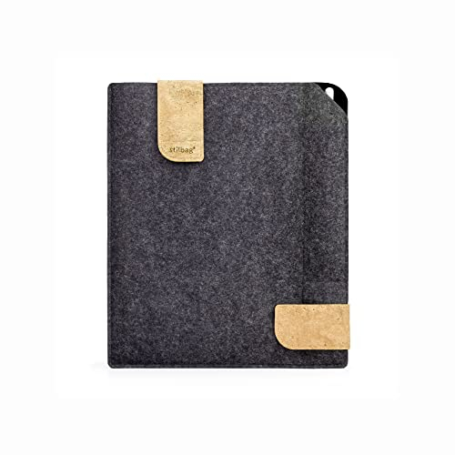Stilbag Filztasche für Amazon Kindle Scribe (2022) | Etui Case aus Merino Wollfilz und Kork mit Pencil Fach | Modell KUNO e-Ink Tablet Schutz-Tasche Made in Germany (Anthrazit - schwarz)