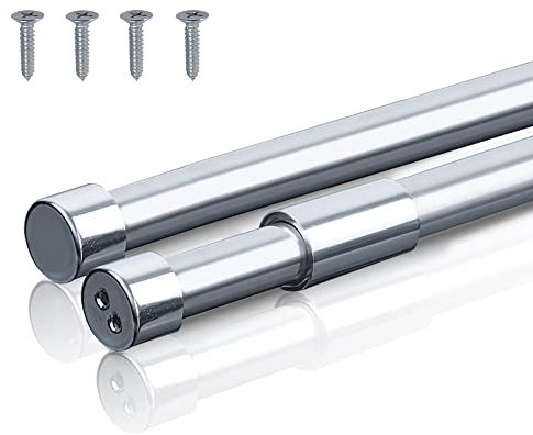 Extendable Wardrobe Rail 42-72cm, Clothes Rail Pole for Wardrobe, Adjustable Wardrobe Rail Pole Stainless Steel with Flange Base and Screws