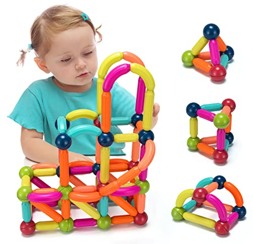 COSTWAY 88 STK. Magnetkugel & Stäbe, pädagogisches Puzzlespielzeug aus hochwertigem ABS, bunt, geeignet für Kinder ab 3 Jahren