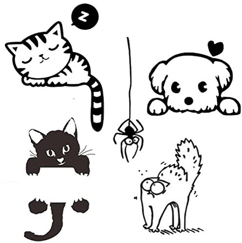 Vepoty Lichtschalter-Dekor-Aufkleber, 4 Stück, schöner Cartoon-Wandaufkleber, Hund, Katze, Schalter-Aufkleber, Abnehmbarer Wandkunst-Aufkleber