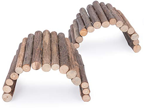 Niteangel Ponte scala in legno, criceto topo ratto roditori, giocattolo per piccoli animali (2 confezioni)
