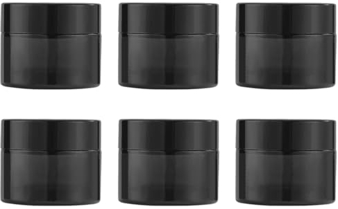 6 Stk Cremedose Leer, 10ml Kosmetikdose, Kosmetisches Glas,Schwarz Leer Döschen Runde,Nachfüllbare Creme Dose Behälter, Reise Kosmetik Döschen mit Deckel für Kosmetik Cremes Lotionen Nailart Perlen