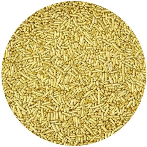 BrandNewCake® Vermicelles Sucre Métalliques Or 750g - Décorations Comestibles pour Gâteaux - Sprinkles et Paillettes