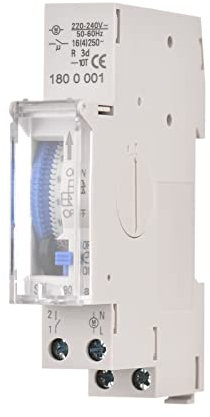 Commutateur de minuterie mécanique,Sunydog 24 heures AC 220-240V Intervalle de 15 minutes 96 fois ON/OFF Minuterie électrique programmable Interrupteur de relais d'installation sur rail DIN