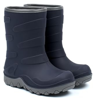 Mikk-line Gummistiefel Kinder Gefüttert 24 | Wasserdichte Allwetter-Stiefel für Mädchen & Jungen | Leichte Rutschfeste Outdoor-Schuhe für Spielplatz, Garten & Regen