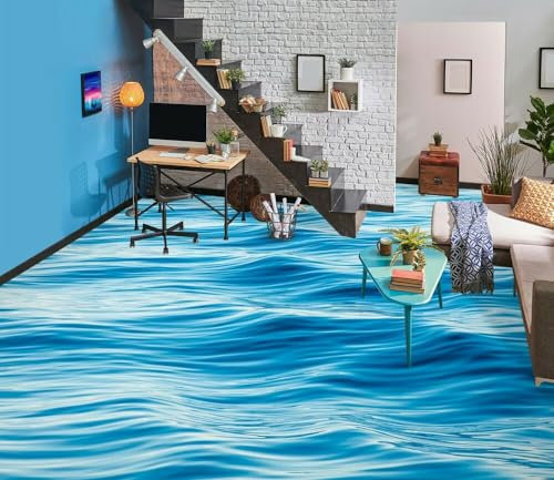 Benutzerdefinierte Gr??e 3D Fototapete 3D Blaues Meer Selbstklebende Tapete Meerblick Vinylboden Aufkleber - Wandaufkleber Für Küche Und Bad 350x245cm