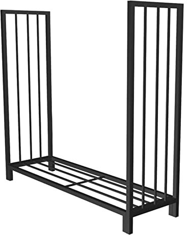 GTPBAO Kaminholzregal Holzwiegen Brennholzhalter Aus Metall – Holzregal für Drinnen und Draußen, Mittelgroßes Kaminholz-Lagerregal für Holzlager, Schwarz, 126×35×116cm