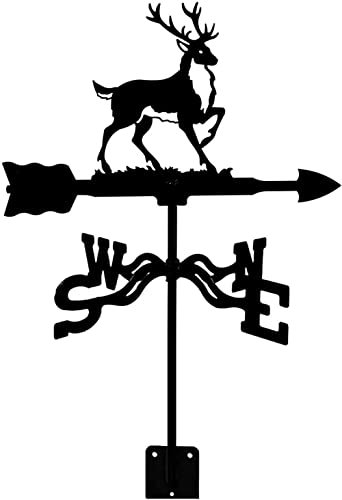 Windfahne Wetterfahne Hirsch Windrichtungsanzeige Wetterfahne Messwerkzeuge Edelstahl langlebige Windfahne mit Anti-Rost-Beschichtung für Garten Terrasse Hof Ornament (E)