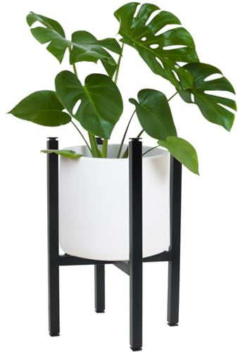 MOUYAT Support pour plantes d'intérieur réglable en métal noir pour pot de fleurs de 24 à 36 cm