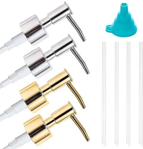 4 Packung Seifenspender Pumpkopf, Ersatzpumpe, Aufsatz für Flaschen - DIY-Lotionspender (Royal Gold)