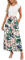 AUSELILY Robe à Manches Courtes à Volants Vêtements Longue Décontractée pour Femme avec Poches Jupe de Plage Lâche D'été à Col Rond(Fleur Rose Vert, L)