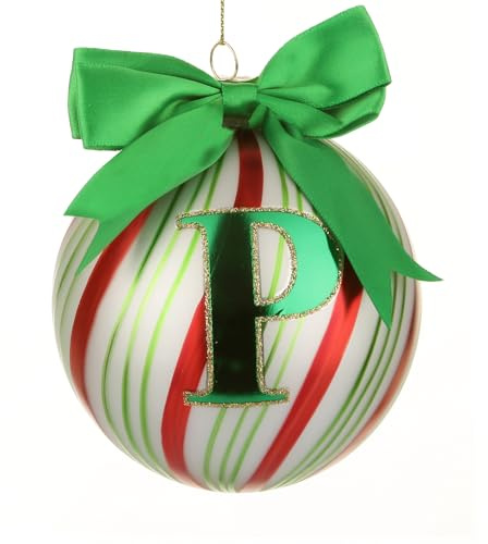 KASANOVA Pallina Natale con lettera P 10 cm Circus verde verde