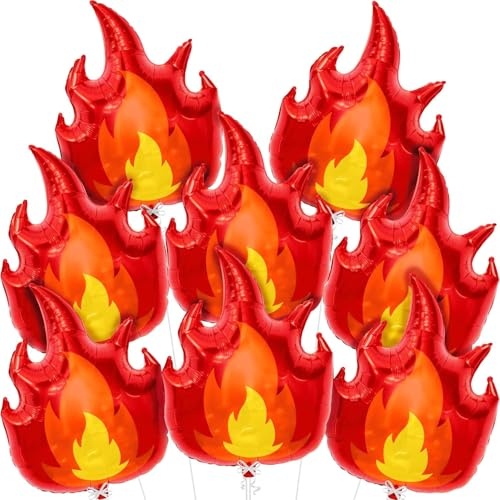 Flammen Party Ballon, 8 Stück Geburtstag Feuer Luftballon, Kinder Feuer Luftballons, Feuer Geburtstag Ballon Deko, Flamme Ballons, für Kinder Thema Party