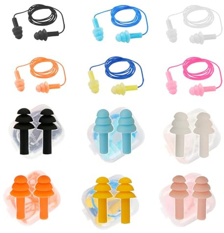12 Paar Silikon Ohrstöpsel, Schalldichte Ohrstöpsel, Schwimmen Ohrstöpsel, Schalldichte Ohrstöpsel, Gehörschutzstöpsel, Lärmschutz Ohrstöpsel, Ear Plugs, Mit Aufbewahrungsbox