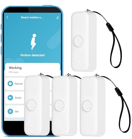 Wi-Fi Motion Sensor: Smart Motion Detector PIR Infrared Motion Sensor for Alarm System & Smart Home Automation, App Remote Monitoring, Compatible with Alexa (4-Pack)