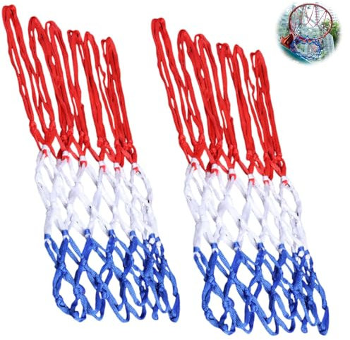 2 Stück Basketballnetz, Basketball Profi Ersatz Netz, Dauerhaft und Alle Wetter Ballnetz Für Standard Für Den Innen- Oder Außenbereich Nylon Basketballnetz, 12 schlaufen