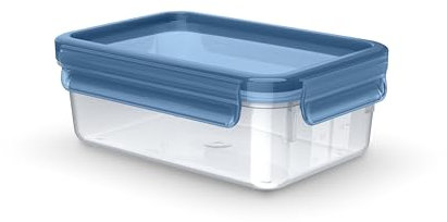 Emsa Clip & Close Eco Frischhaltedose, 1 L, Öko-Design, auslaufsicher, hygienisch, mikrowellen-/gefrier-/spülmaschinengeeignet, BPA-frei, Blau, N1171400