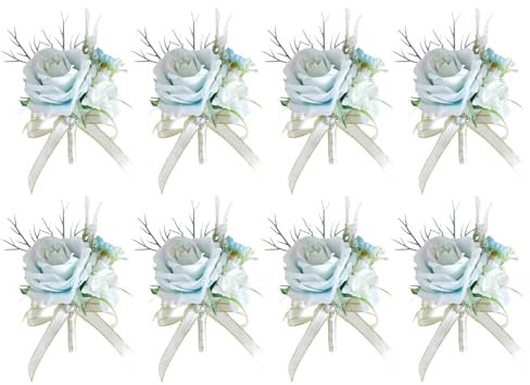 Wilgure Lot de Broches en Soie Fleurs en Soie Boutonniers de Mariage Fait à la Main pour Couples Élégant Marié et Corset de Mariée Bijoux