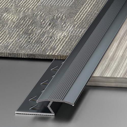 Jievmrs Door Threshold Strip Z Shaped Carpet Edge Trim Strip Protection Coer, Wood Floors to Carpet/Tile to Carpet Threshold Divider Bar, 4cm Wide Floor Seam Strips(Gray,150cm/5ft)
