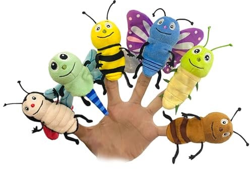 JUSTQUNSEEN 6pcs Insect Finger Puppet Set, Mini Hand Puppet Suitable for Kids, Cute Animal Finger Puppets for Role-Playing and Storytelling, Realistic Finger Puppets for Toddlers