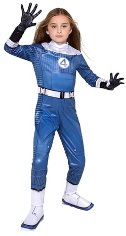 MARVEL Invisible Woman Official Youth Halloween Costume - Premium Quality Printed Jumpsuit with Boot Tops and Gloves (S)